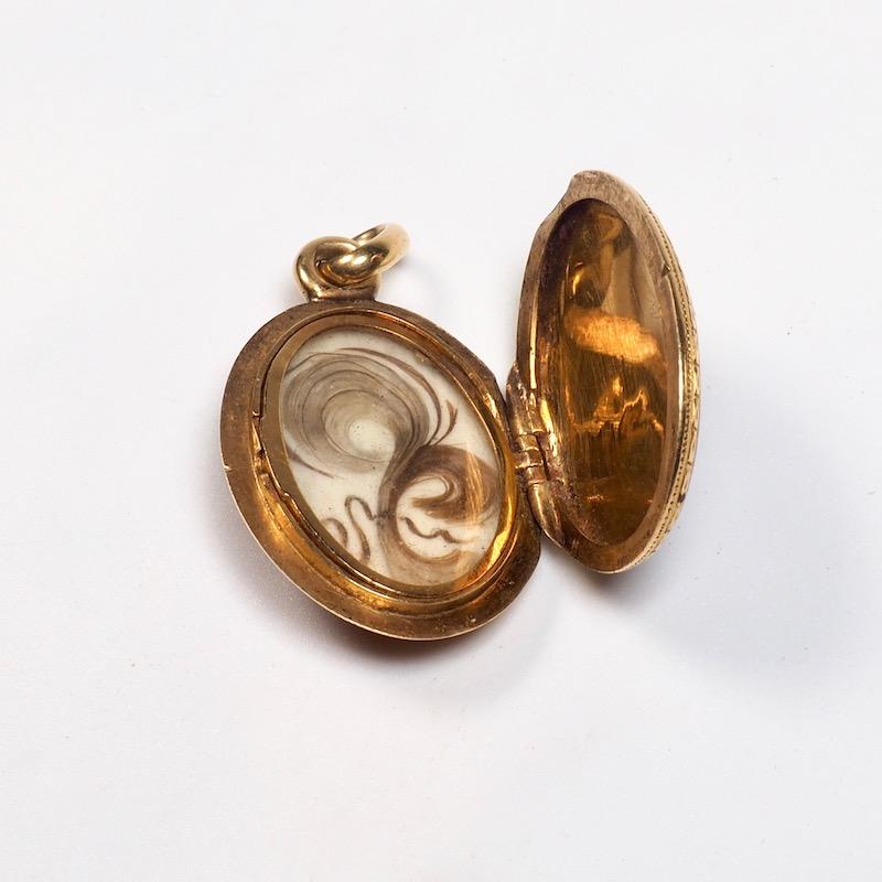 Rose Cut Antique Gold and Diamond Guilloche Enamel Locket