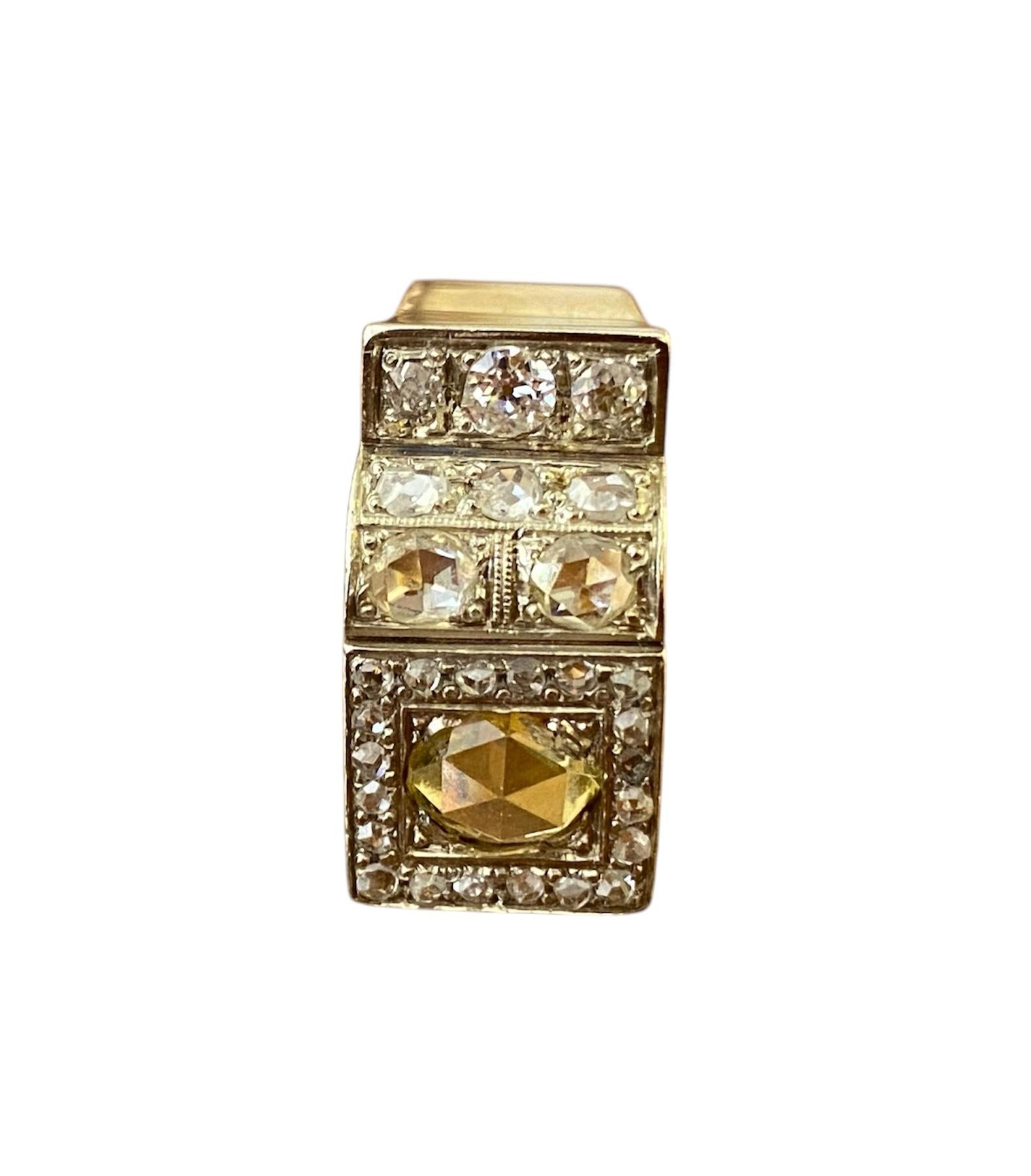 Art Déco Anello antico in oro e diamanti in vendita