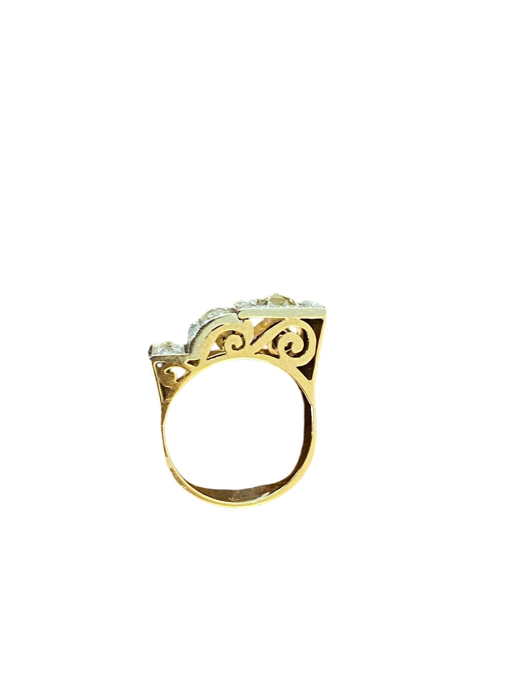 Old Mine Cut Antique Gold and Diamond Ring