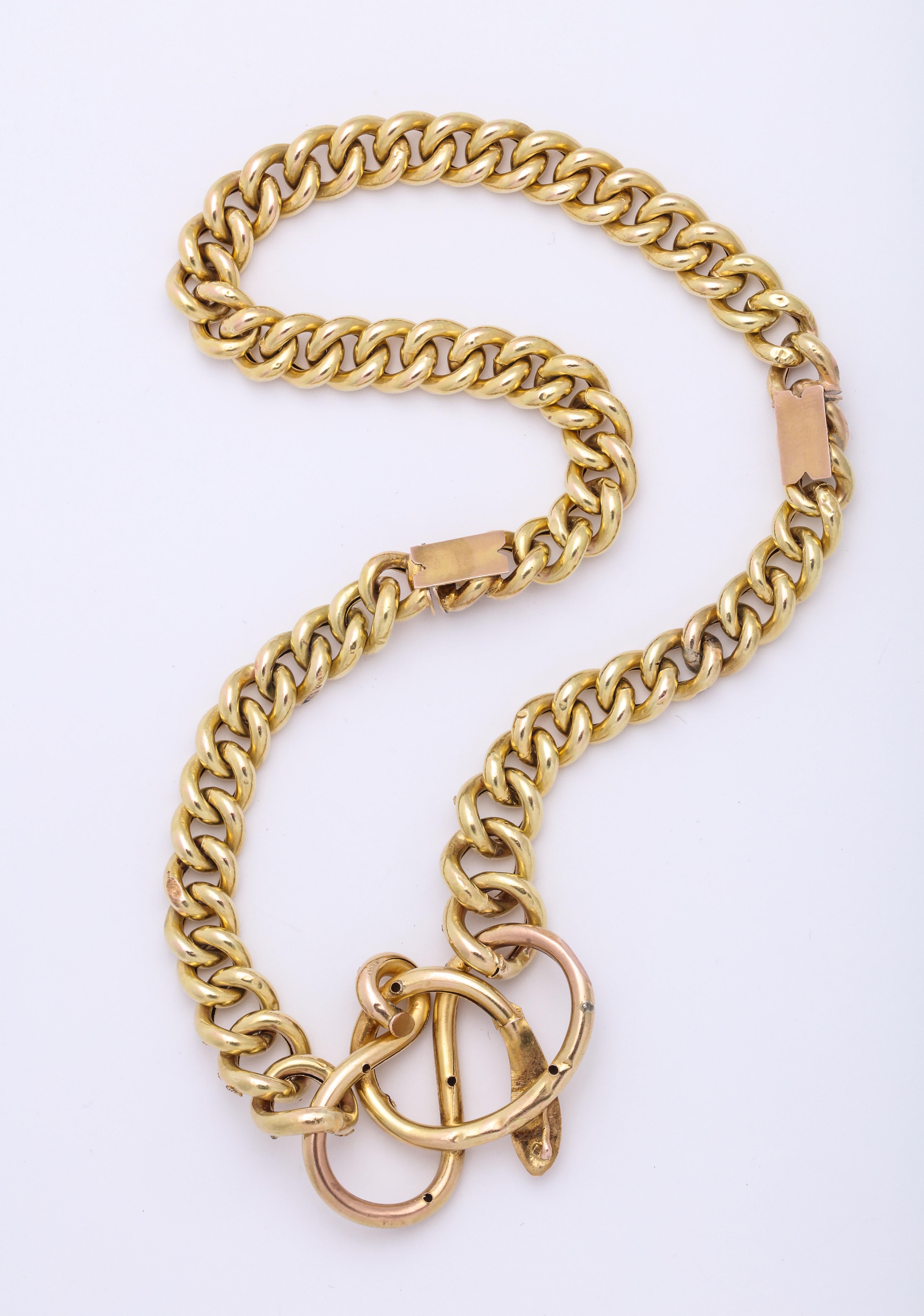 Antique Gold and Diamond Snake Necklace/ Bracelet In Good Condition In New York, NY