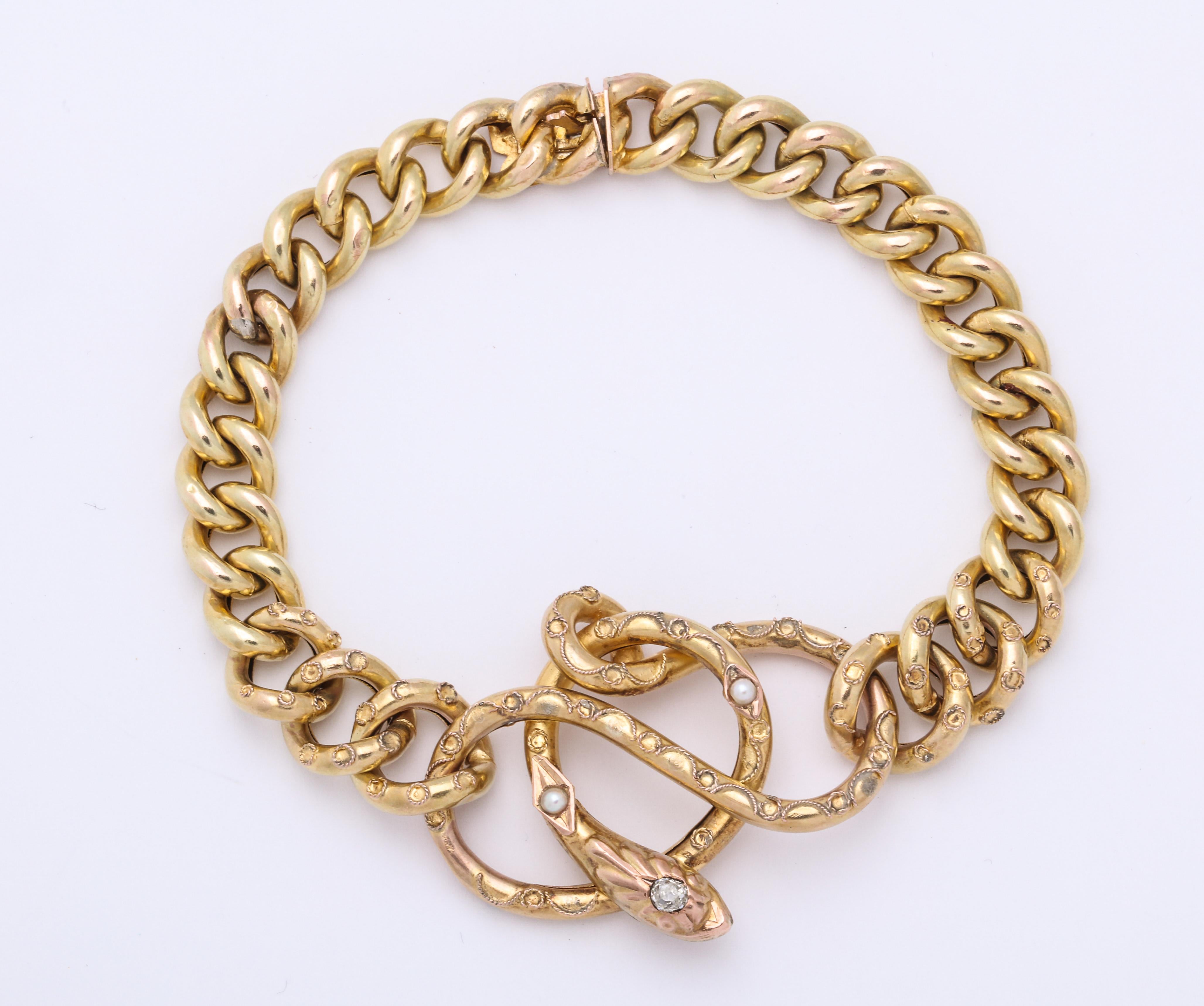 Antique Gold and Diamond Snake Necklace/ Bracelet 1