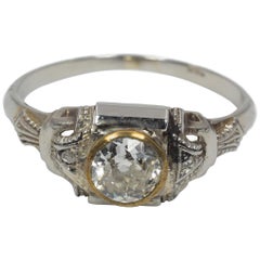 Antique Gold and Diamond Solitaire Ring, 1930s