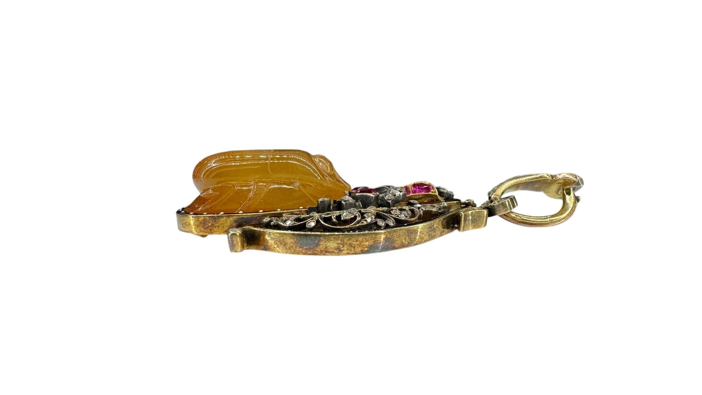 Pendentif en or antique et diamants en forme de scarabée 1