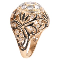 Antiker Arts and Crafts-Ring aus Gold und Emaille 