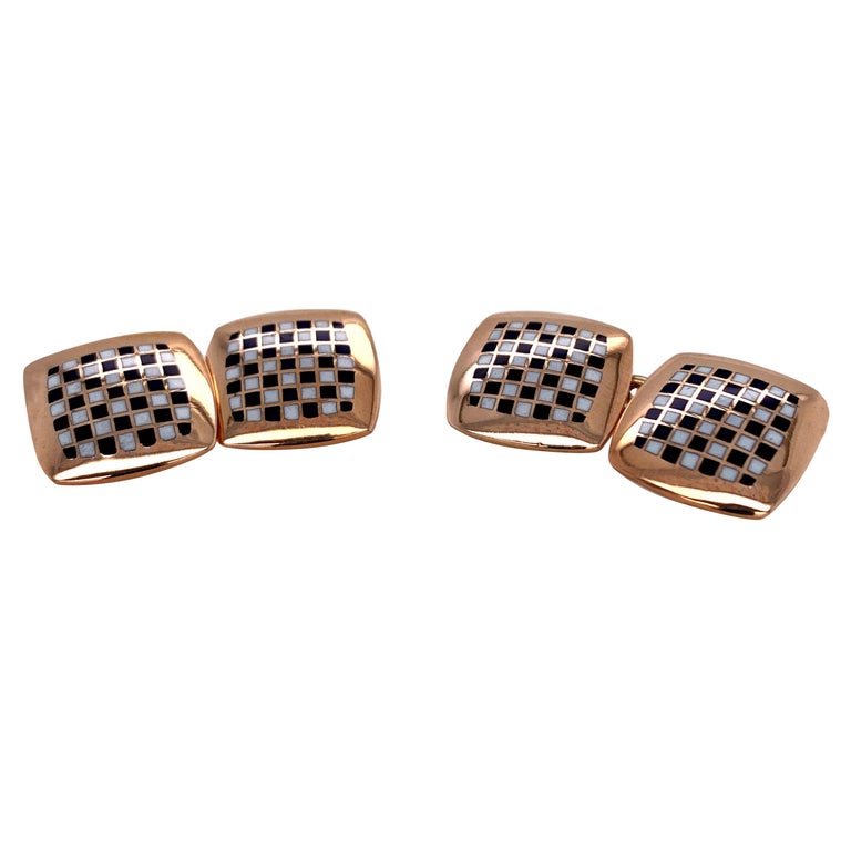 Antique Gold and Enamel Cufflinks For Sale at 1stDibs