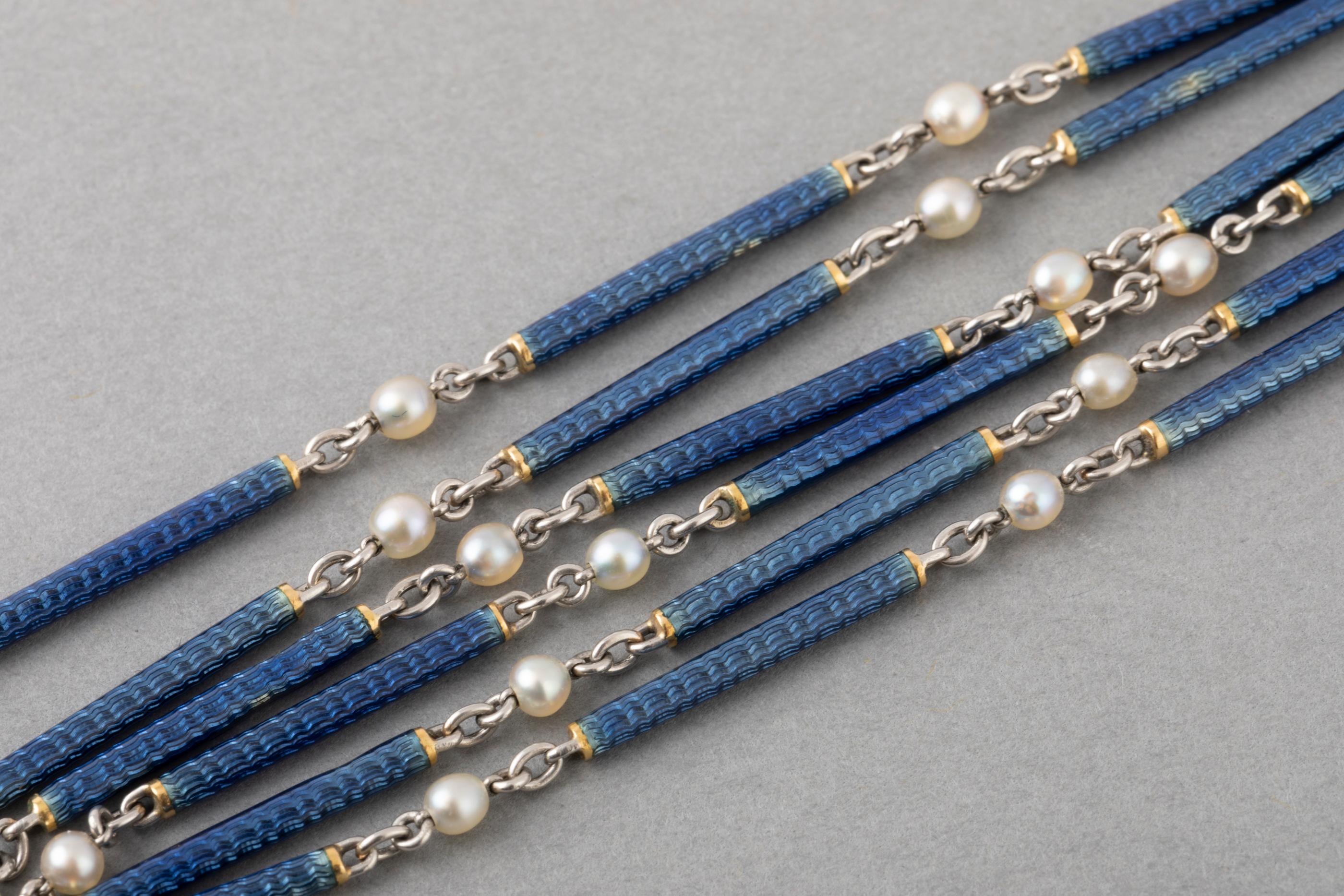 Antique Gold and Enamel French Watch Necklace For Sale 3