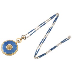 Antique Gold and Enamel French Watch Necklace
