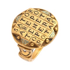 Antiker Gold und Emaille Intaglio Magischer Ring