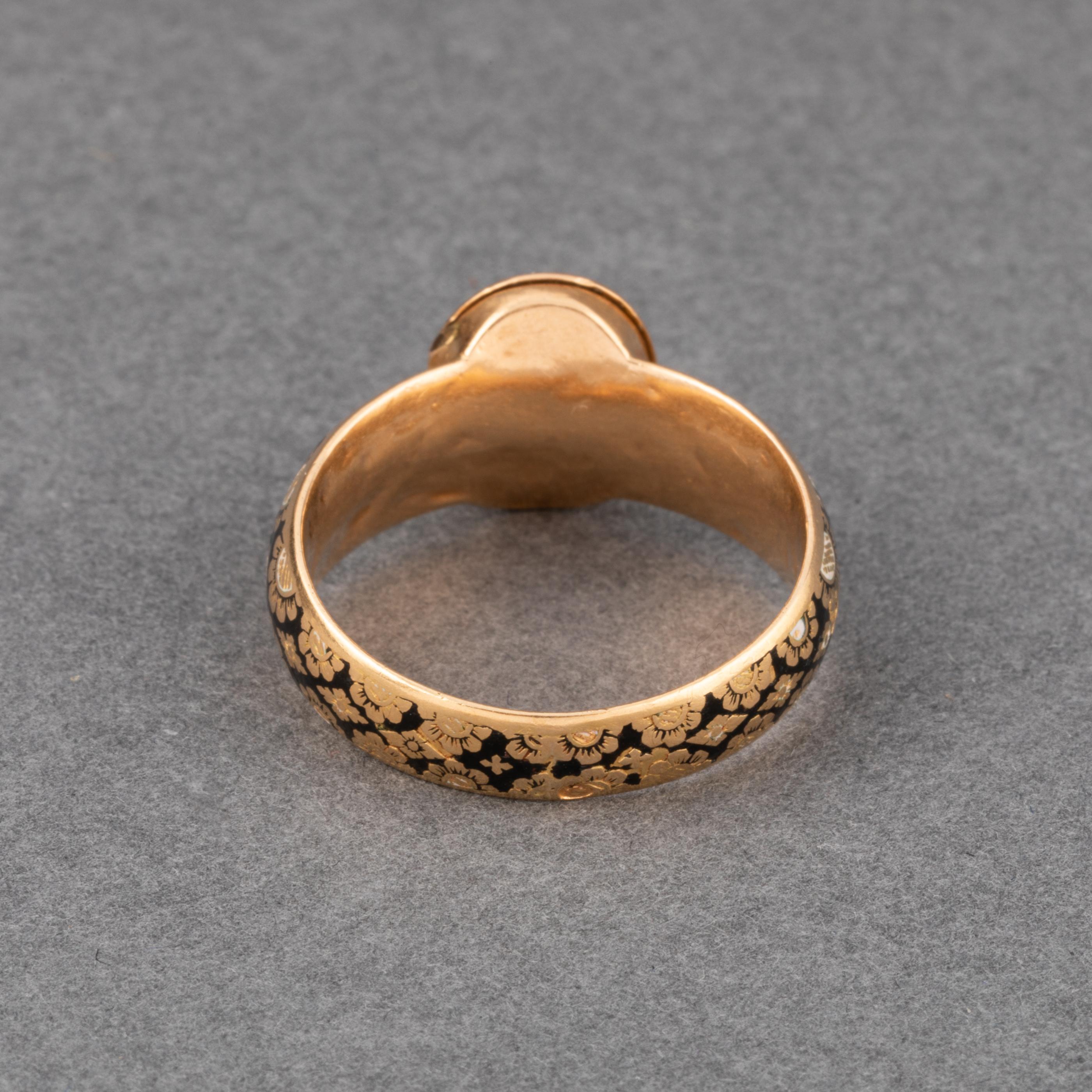 Women's Antique Gold and Enamel Secret Ring