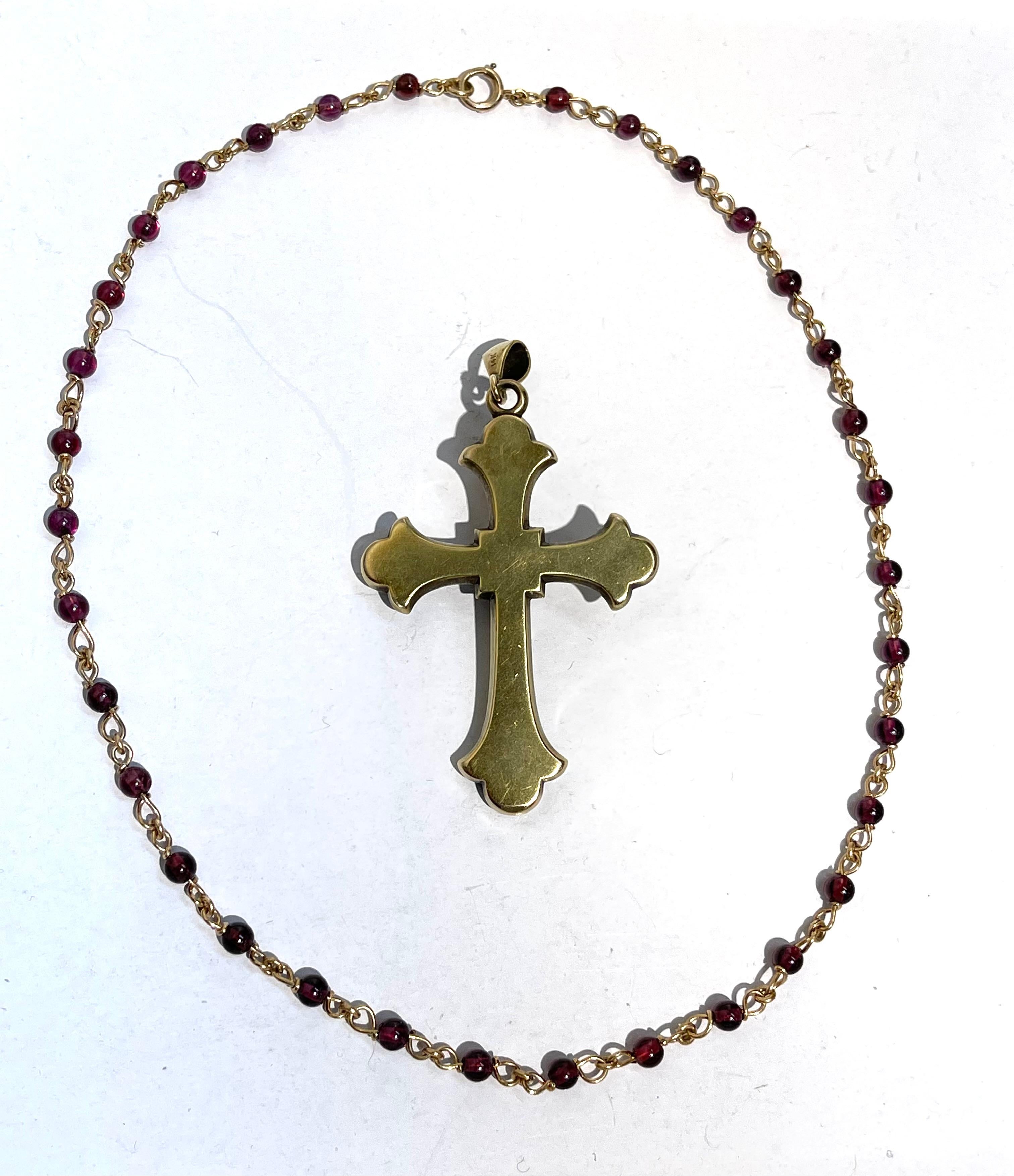 Antique Gold and Garnet Vintage Statement Cross Pendant and Necklace For Sale 5