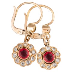 Antique Gold and Garnets French Earrings