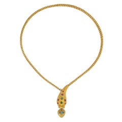 Antique gold and gemset snake necklace