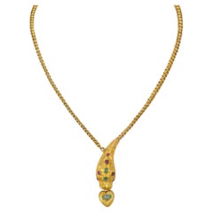 Collar antiguo con forma de serpiente, de oro y con piedras preciosas engastadas