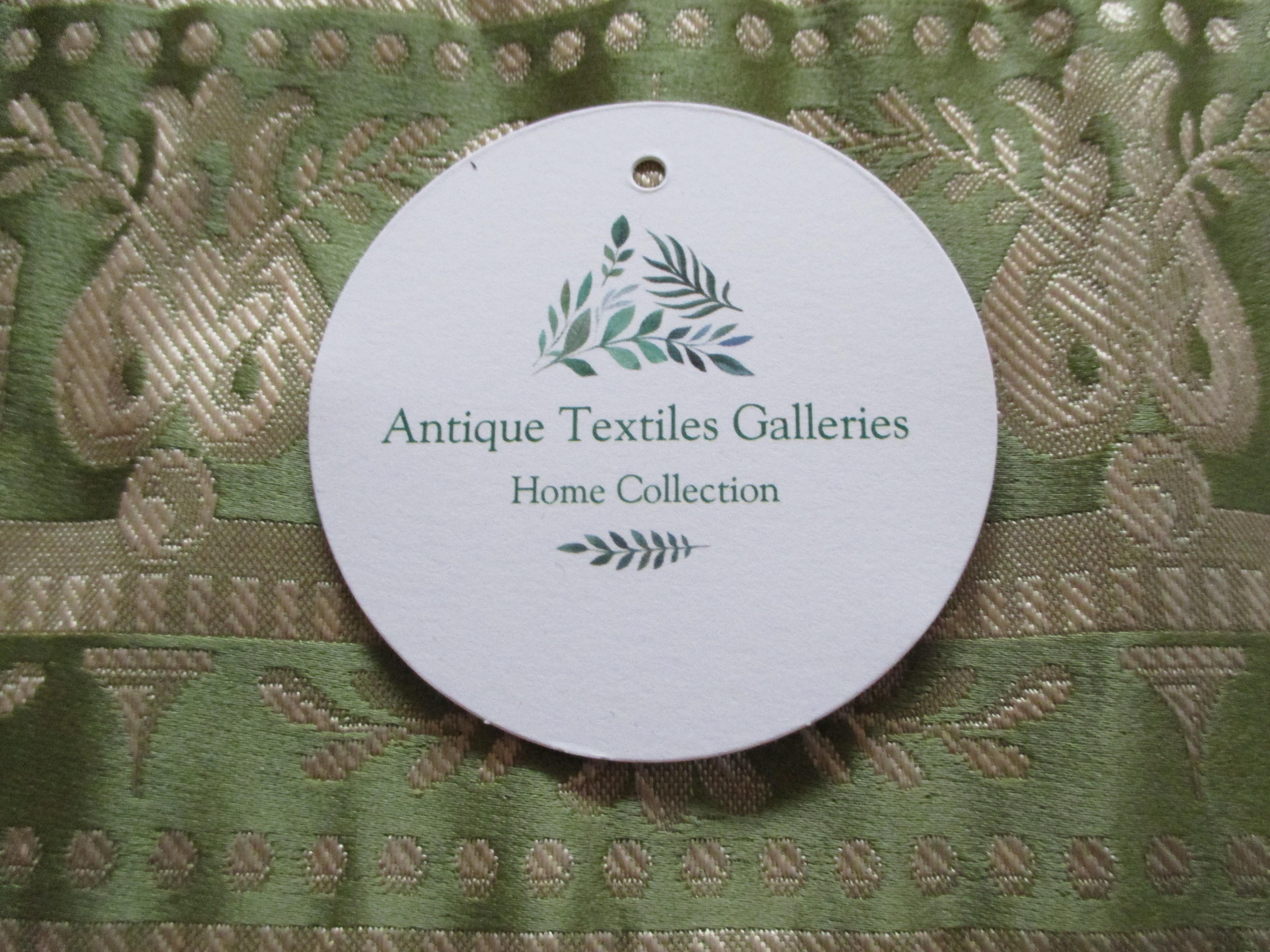 Regency Antique Gold and Green Greek Key Pattern Woven Silk Decorative Trims