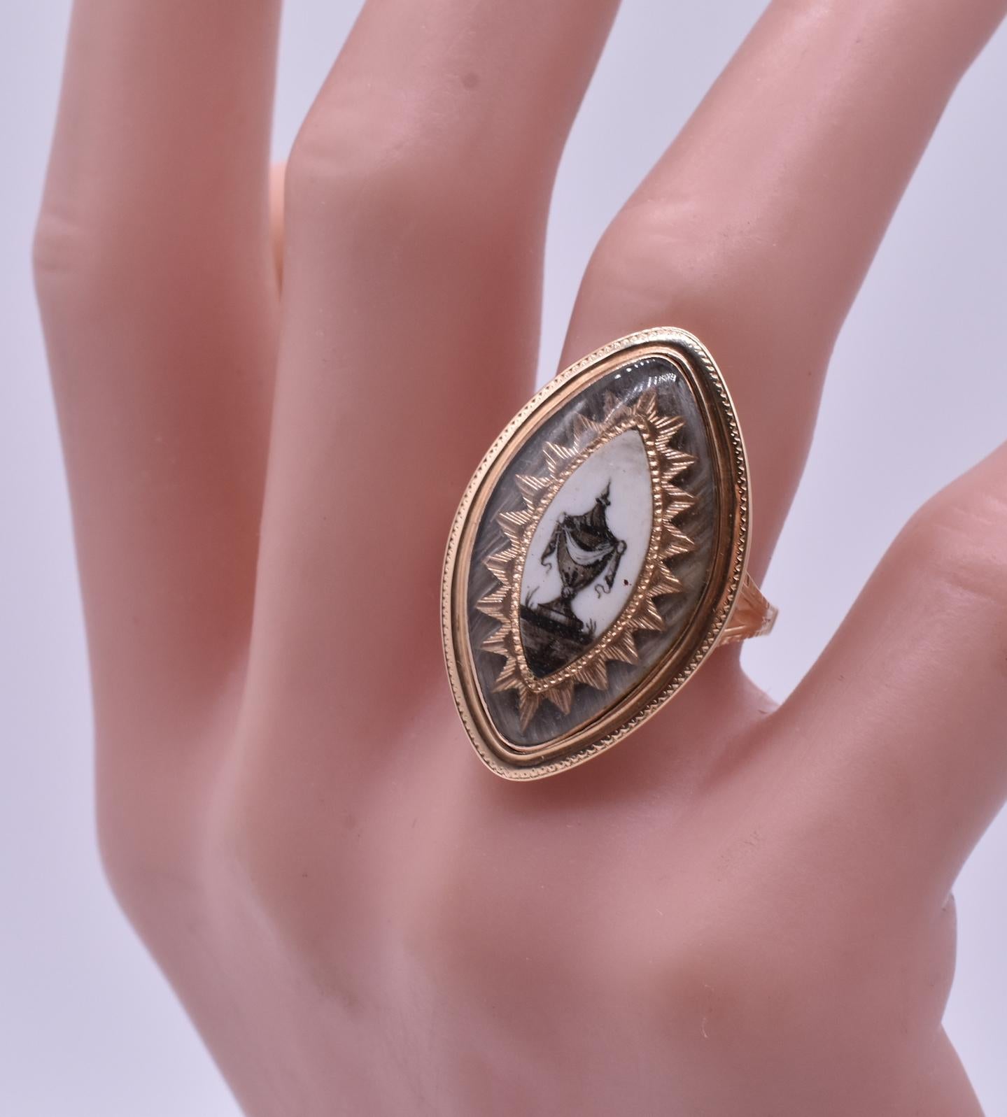 Antique Gold and Hair Memorial Ring 11