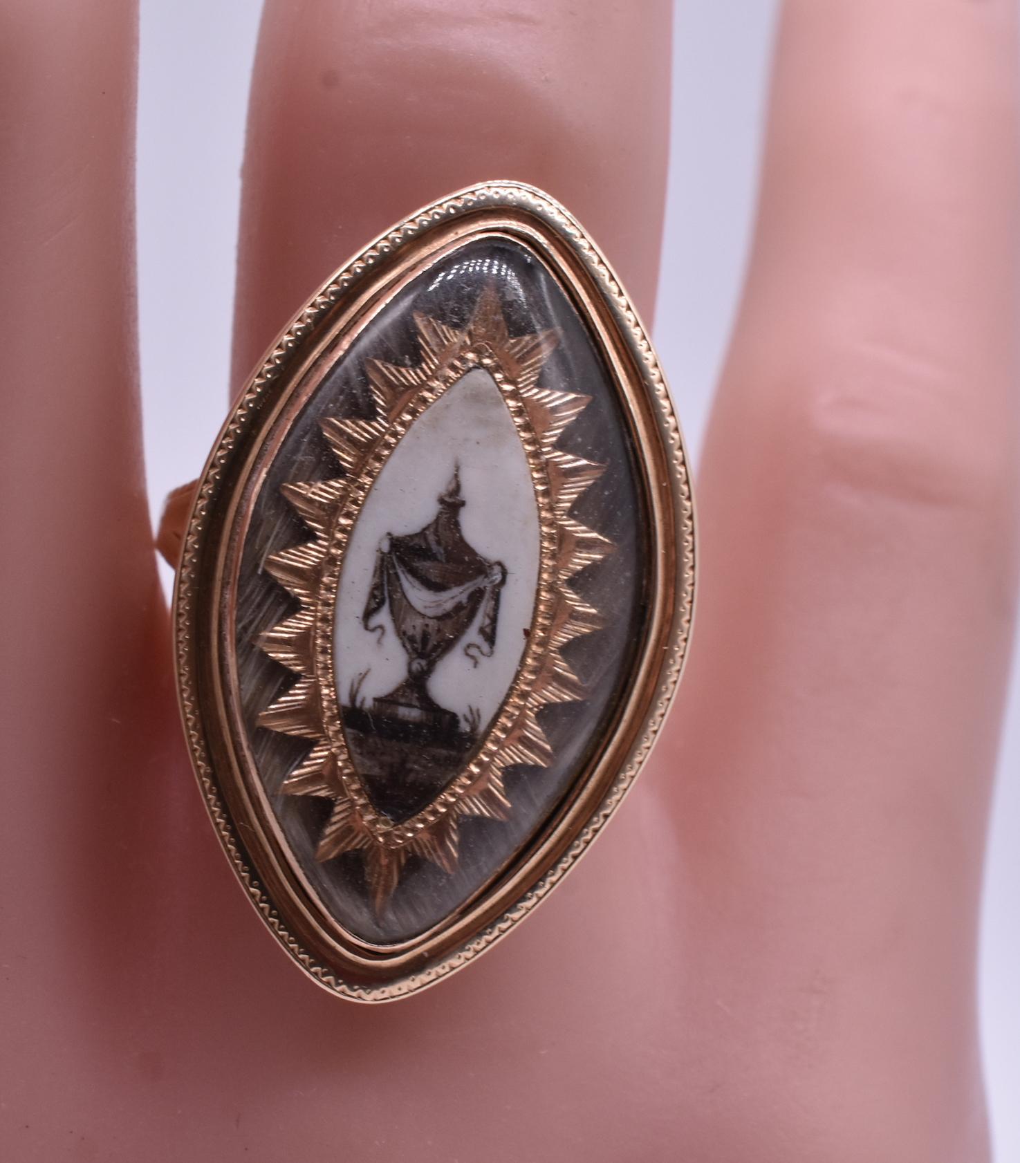 Antique Gold and Hair Memorial Ring 12