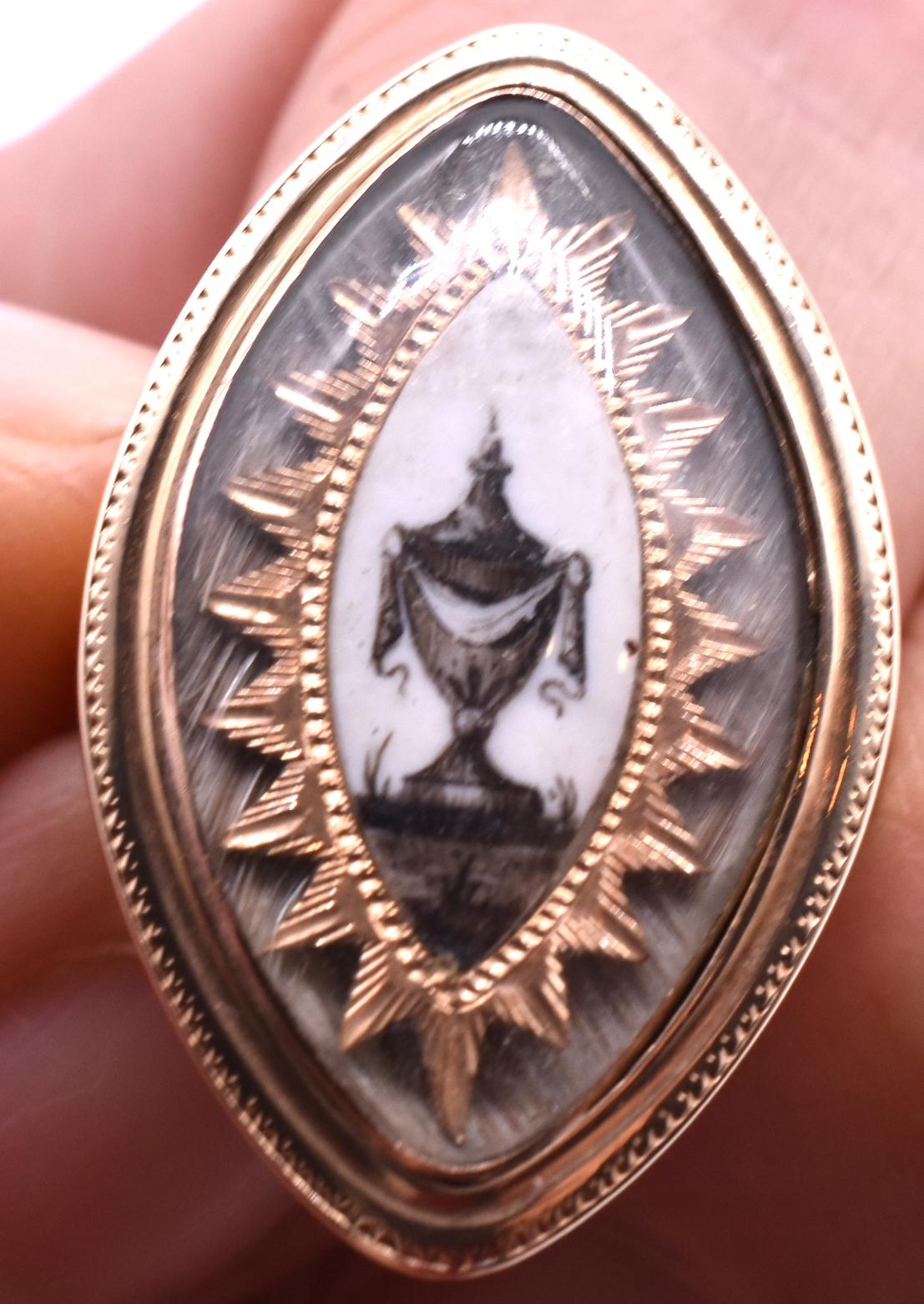 Antique Gold and Hair Memorial Ring 14