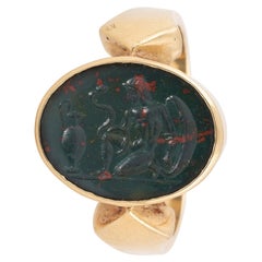 Antique Gold and Intaglio Agate Bloodstone Ring