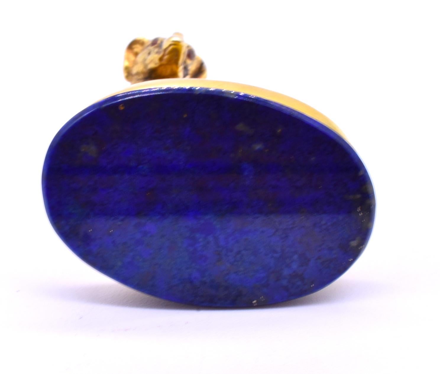 Antique Gold and Lapis Watch Fob in Form of a Greyhound 1