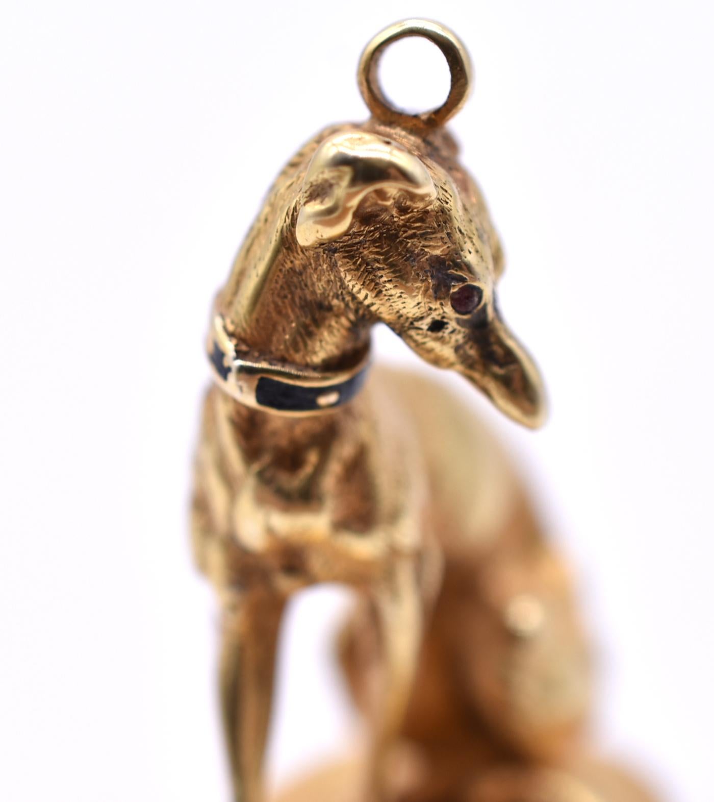 Victorian Antique Gold and Lapis Watch Fob in Form of a Greyhound For Sale