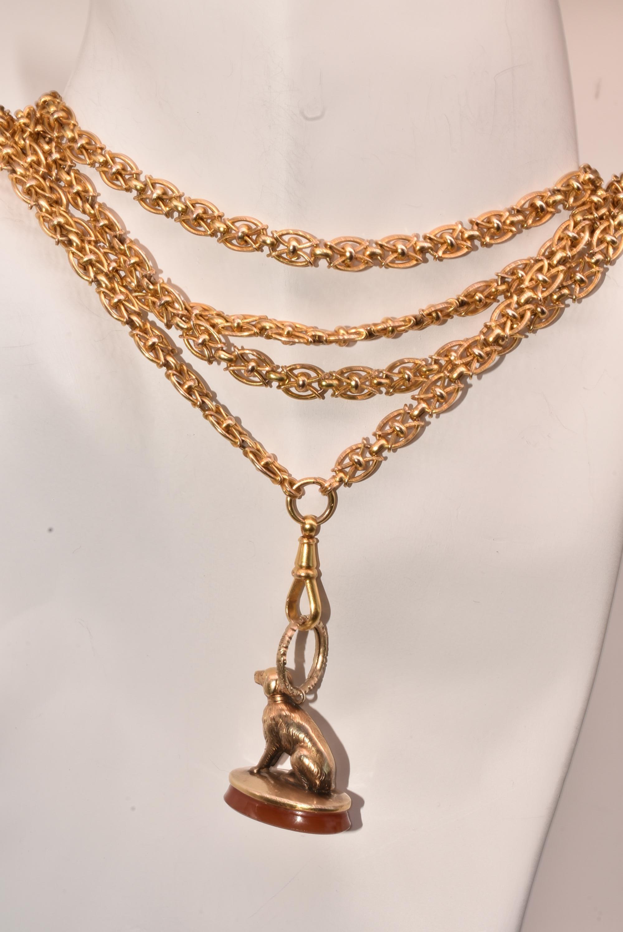 Antique Gold and Lapis Watch Fob in Form of a Greyhound 2