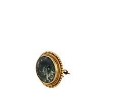 Antique Gold and Moss Agate Brooch