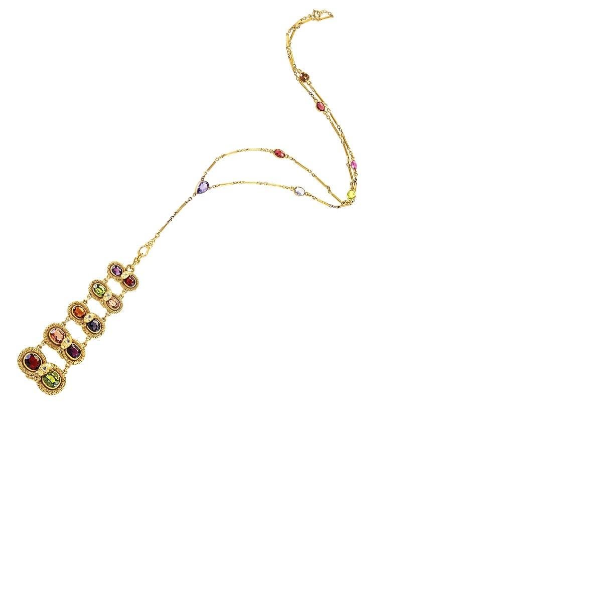 Women's Antique Gold and Multi Stone Snake Necklace