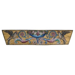 Antique Gold and Multicolour Micro Mosaic Plaque with Birds and Flowers