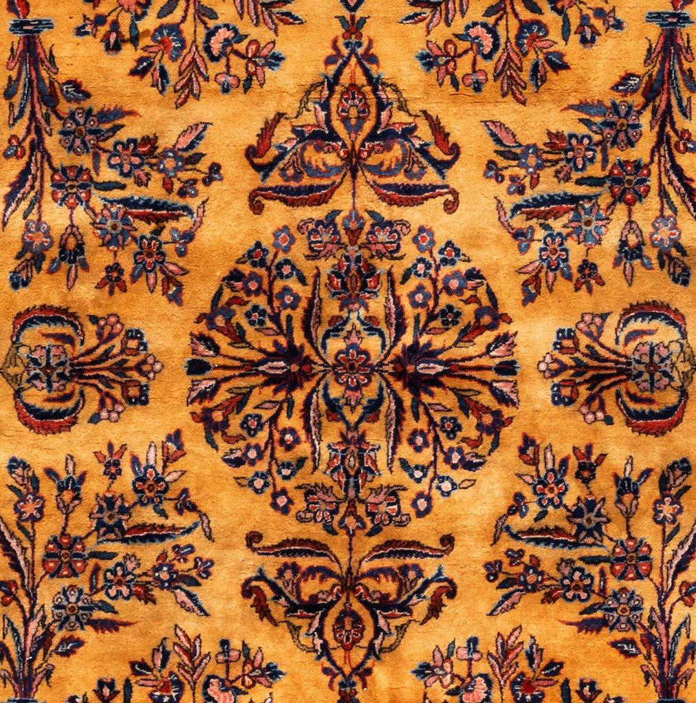 This antique Manchester Wool Kashan, circa 1880-1900, measures 5 x 8.9 ft and is an excellent condition with a full pile and a wonderful example of this variety of carpet. 

Manchester Wool Kashan carpets are given such name in attribution to