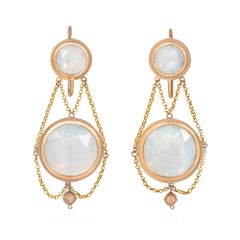 Antique gold and opaline glass earrings