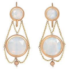 Antique gold and opaline glass earrings