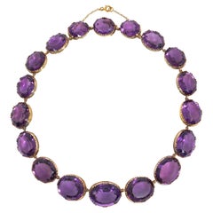 Antique Gold and Oval-Cut Amethyst Rivière Necklace
