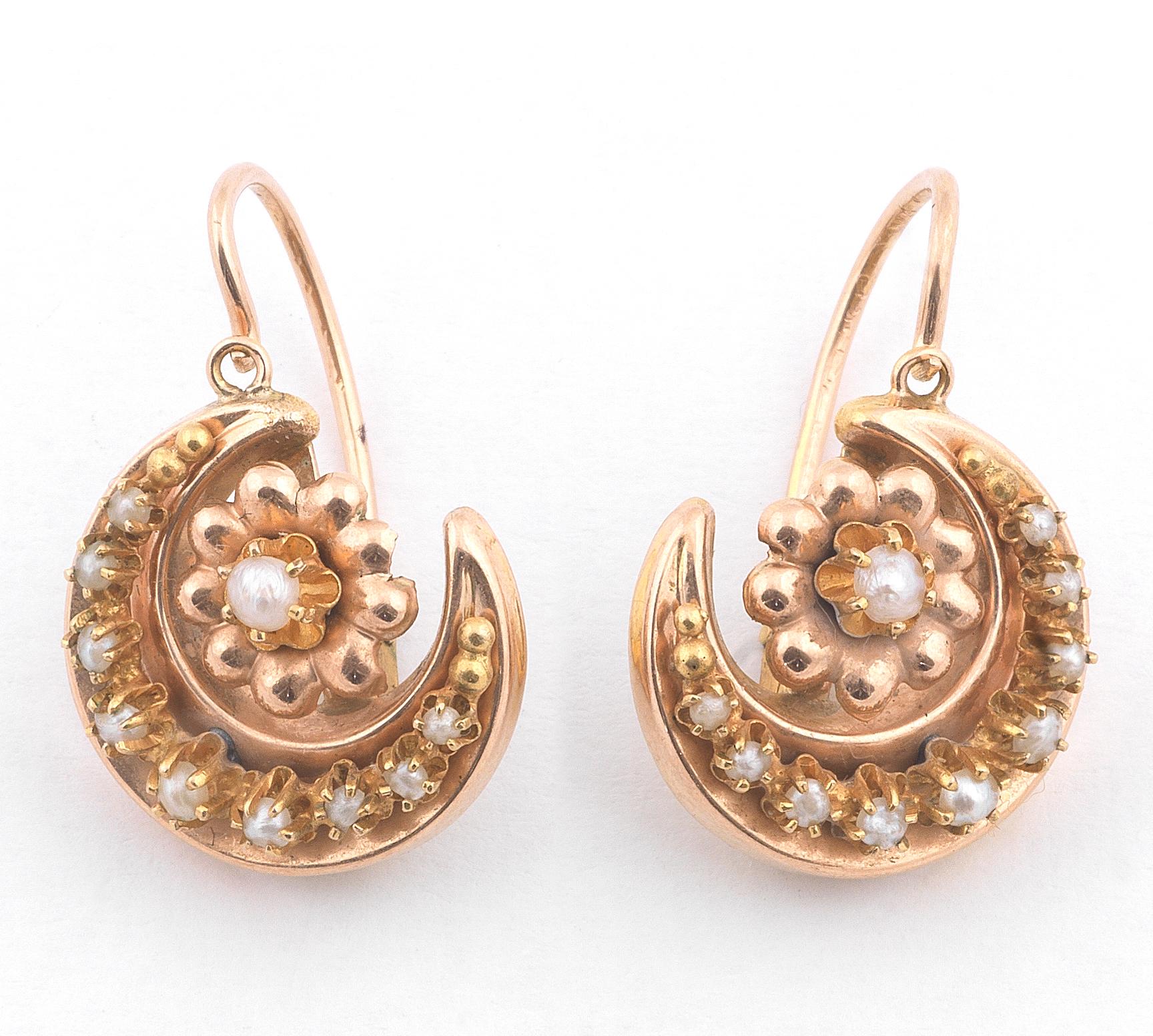 Victorian Antique Gold and Pearl Earrings