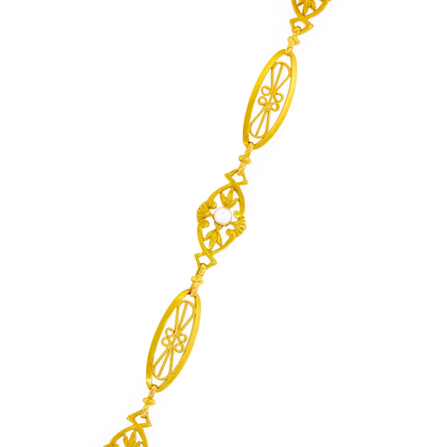 Antikes französisches Armband aus Gold und Perlen im Angebot 3