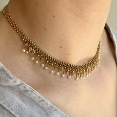 Antica collana olandese in oro e perle, fine XIX secolo