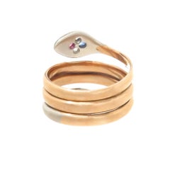 Antique Gold and Platinum Gem Set Snake Ring