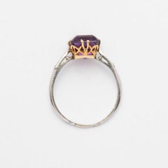 Antique Gold and Platinum Ring with Amethyst and Diamonds