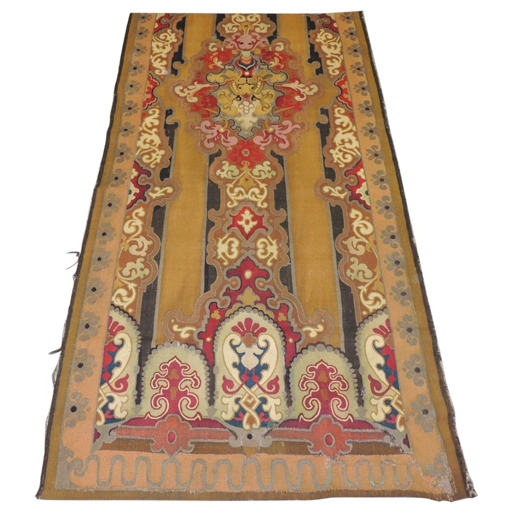 Antique Gold and Red Aubusson Tapestry
