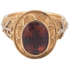 Antique Gold and Rubelite Bishop Ring