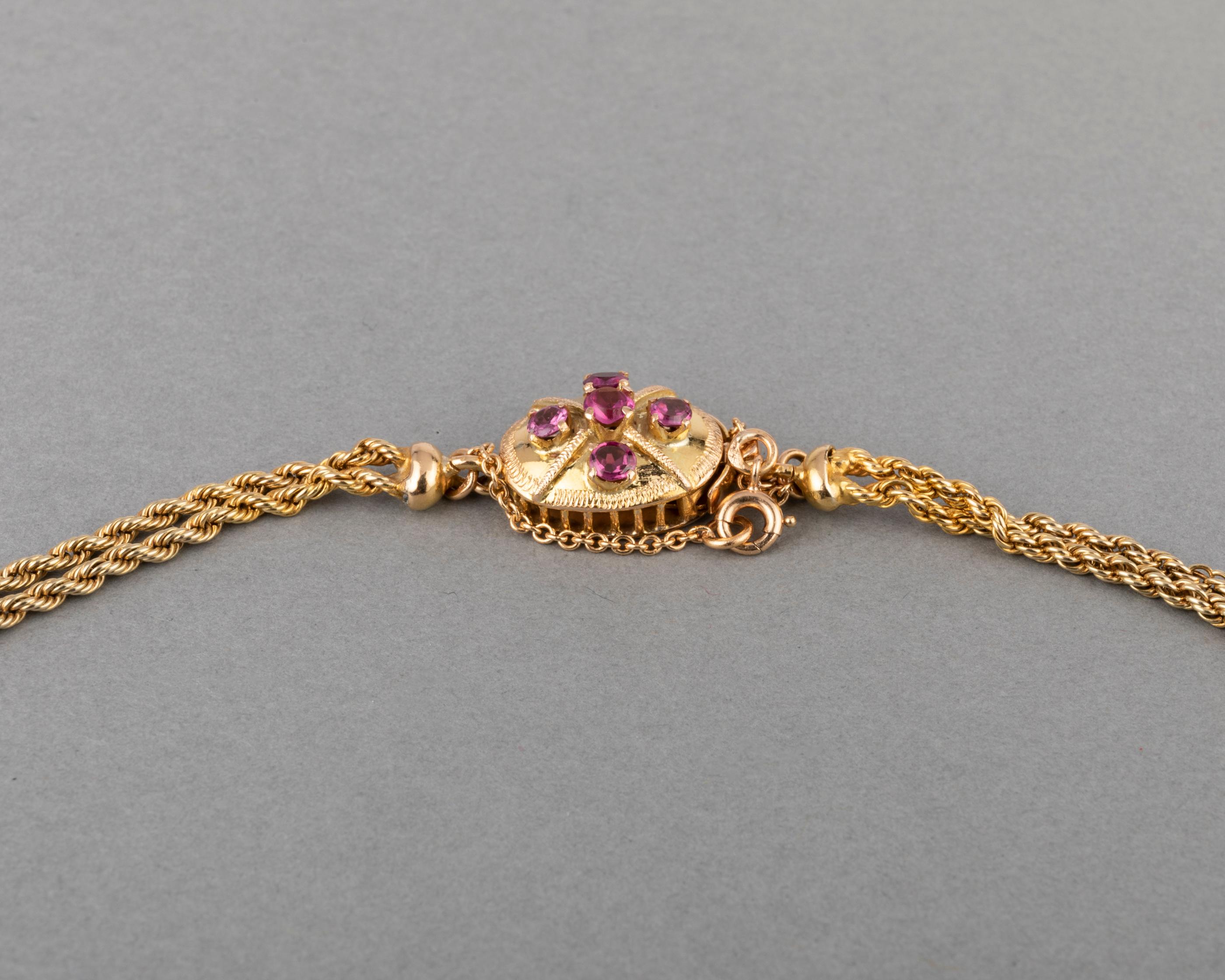 Antique Gold and Rubies French Pompon Necklace 3