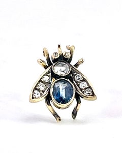 Antike Ohrringe in Gold und Silber in Bienenform mit Saphiren und Diamanten