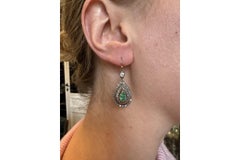 Antique Gold and Silver Earrings with Emeralds and Diamonds