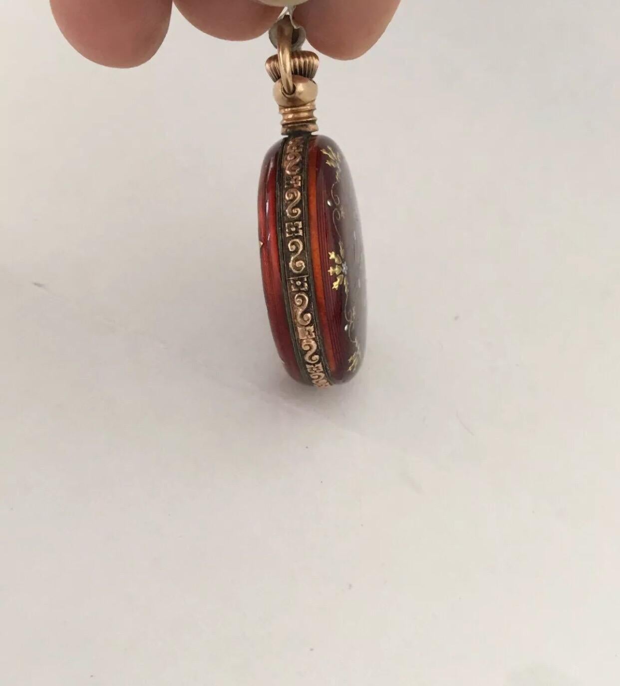 Antique Gold And Silver Enamel Duplex Fob Watch 3