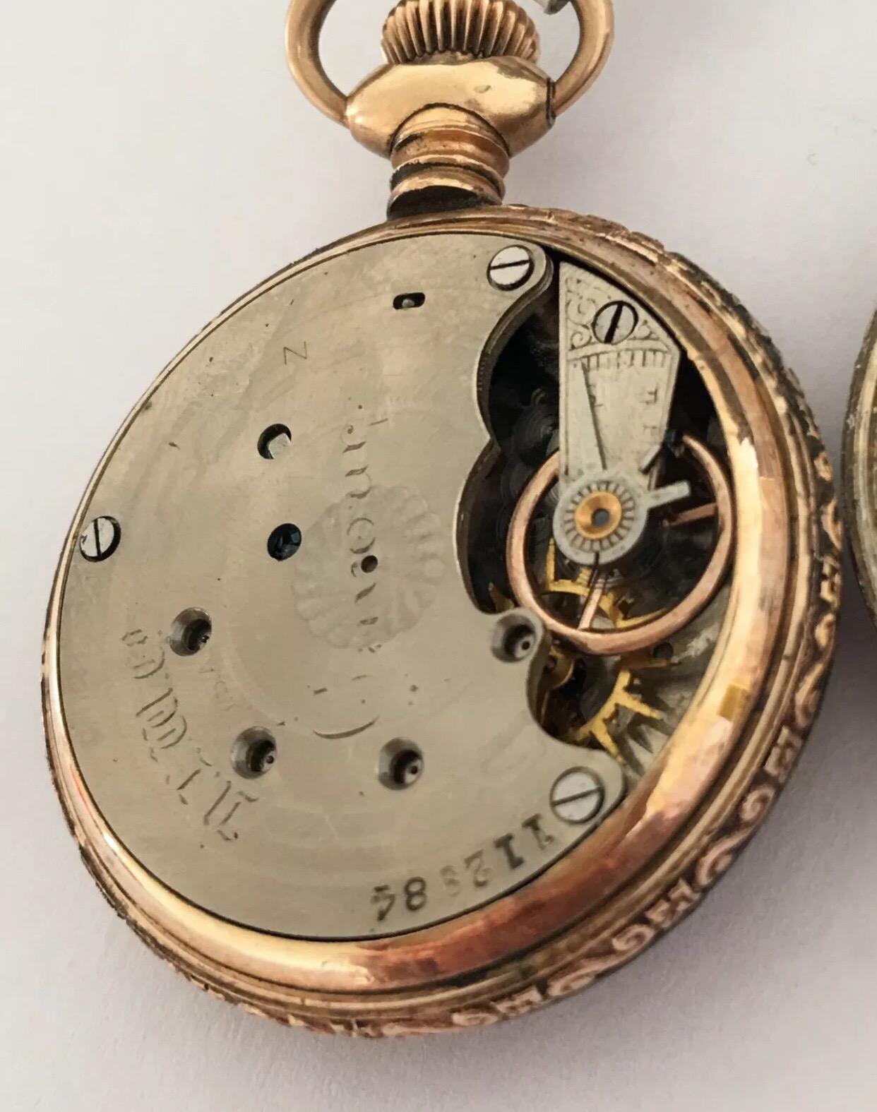 Women's or Men's Antique Gold And Silver Enamel Duplex Fob Watch