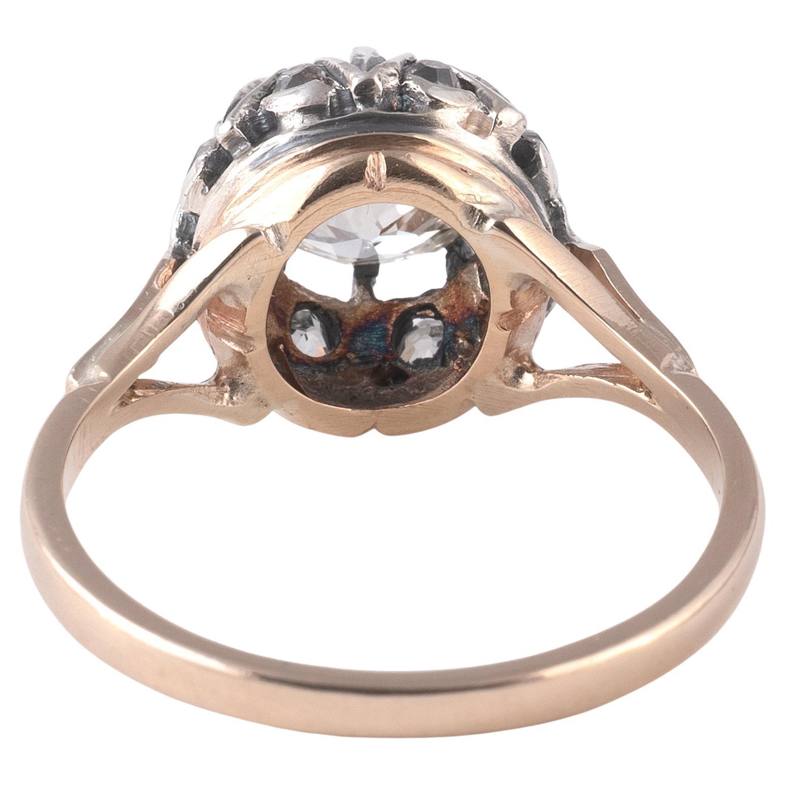 Old European Cut Antique Gold and Silver Old Cut Diamond Ring