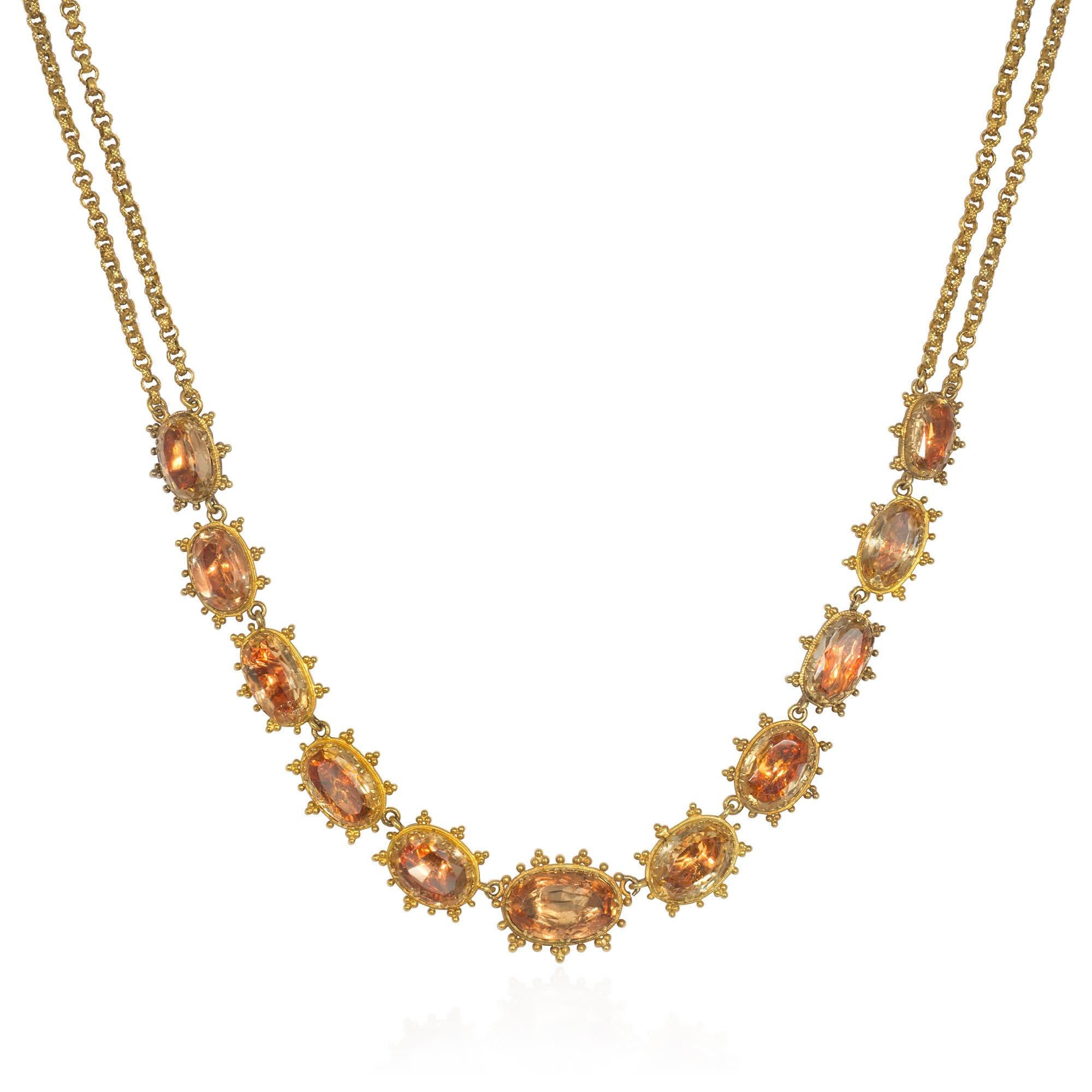 Georgian Antique Gold and Topaz Necklace with Removable Pendant/Brooch For Sale