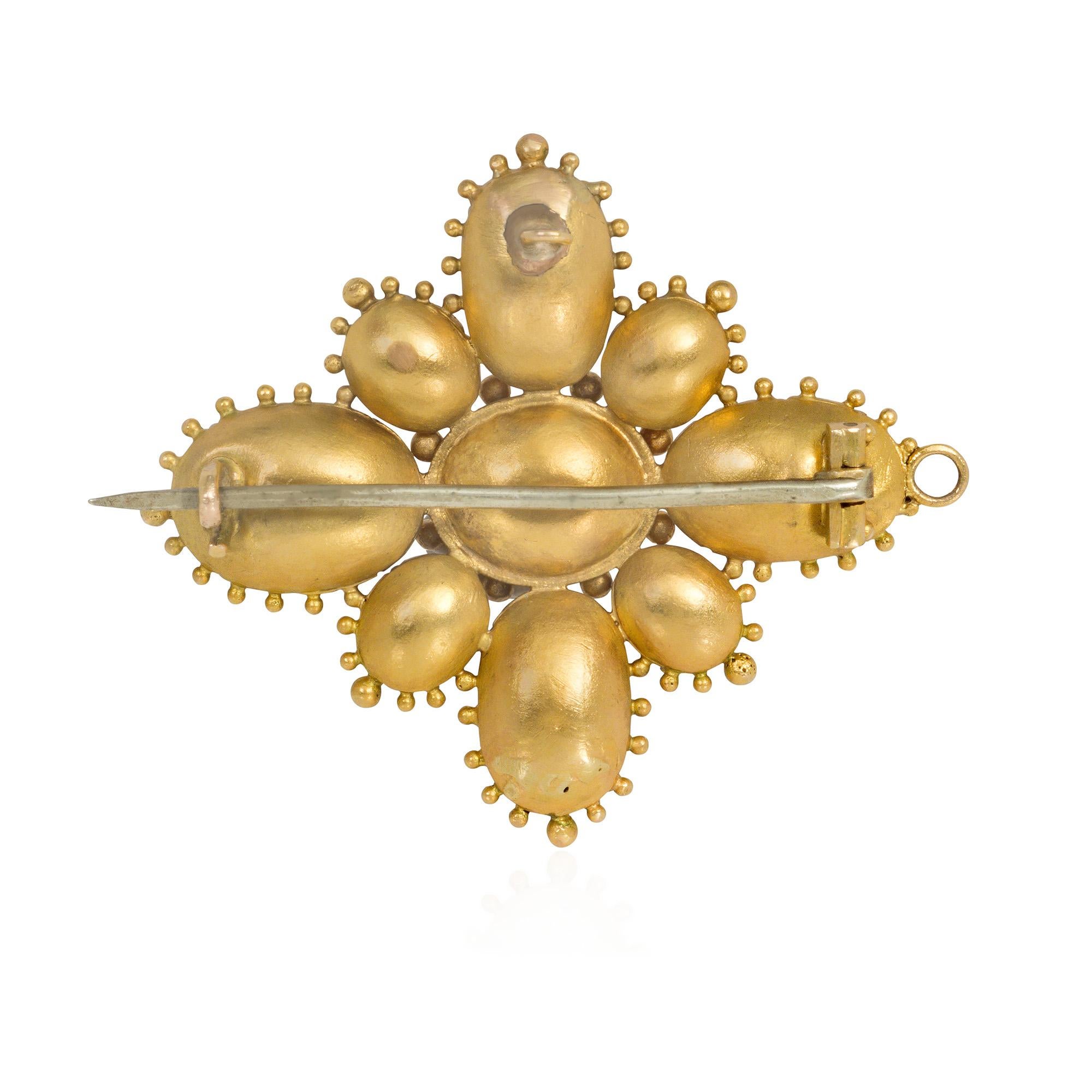 Women's or Men's Antique Gold and Topaz Necklace with Removable Pendant/Brooch For Sale