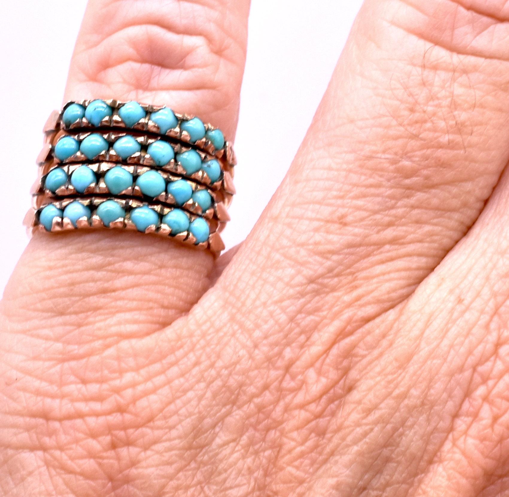 Antique Gold and Turquoise Harem Ring 4