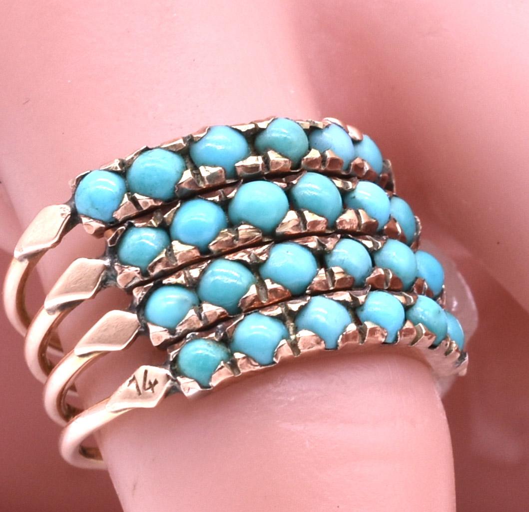 Antique Gold and Turquoise Harem Ring 3