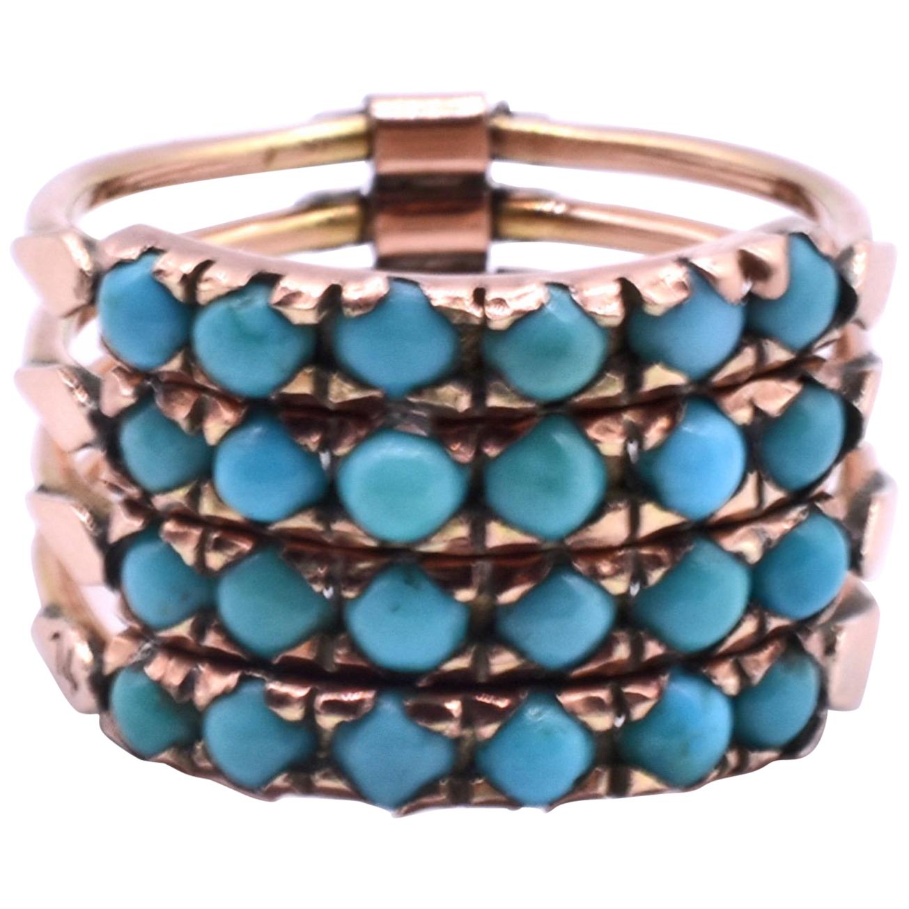 Antique Gold and Turquoise Harem Ring